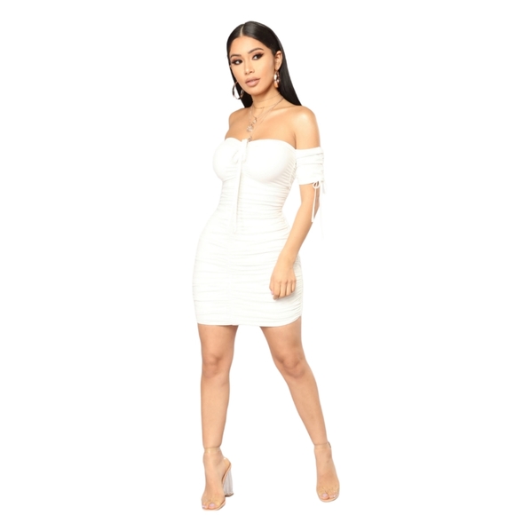 White Ruched Dress From Fashion Nova - Picture 2 of 8